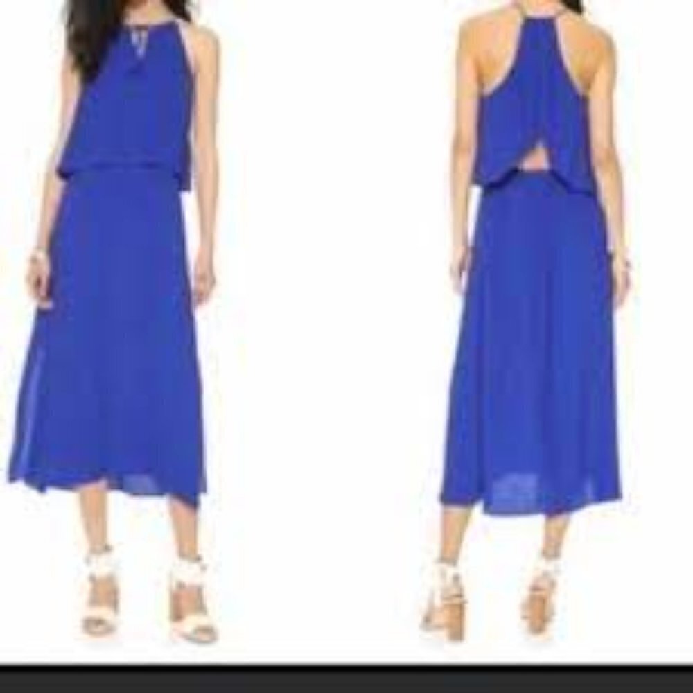 Madewell Mid Maxi Dress Women's size 4 Royal Blue Flutter Sleeve & Back